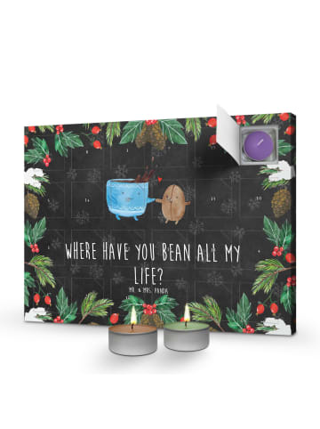 Mr. & Mrs. Panda adventskalender kerzen Kaffee Bohne mit Spruch in Kreidetafel