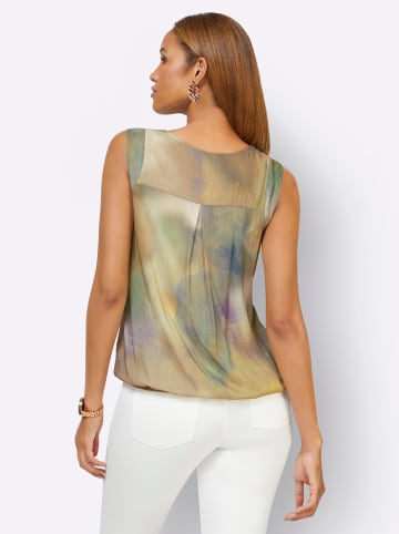 creation L Blusentop in champagner-jeansblau-bedruckt