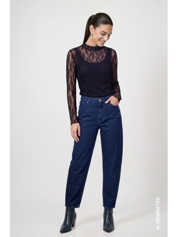 monari Langarmshirt aus Spitze mit Stehkragen in Dark Blue