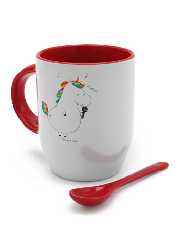 Mr. & Mrs. Panda Tasse mit Löffel Einhorn Sänger ohne Spruch in Weiß