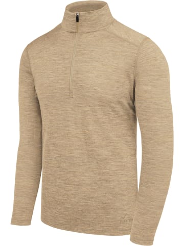 Normani Outdoor Sports Herren Merino Langarm mit 1/4 Zipper Canberra in Beige