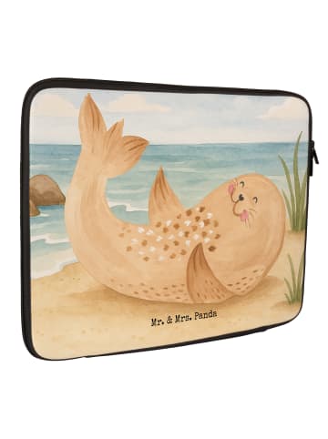 Mr. & Mrs. Panda Laptophülle Robbe Liegen Design ohne Spruch in Weiß