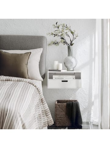 SoBuy Nachttisch in Weiß - (B)45 x (H)22 x (T)25cm