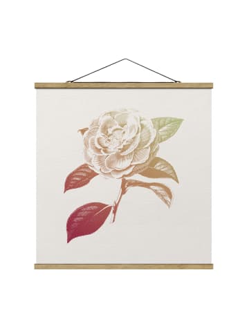 WALLART Stoffbild - Modern Vintage Botanik Rose Rot Grün in Rot