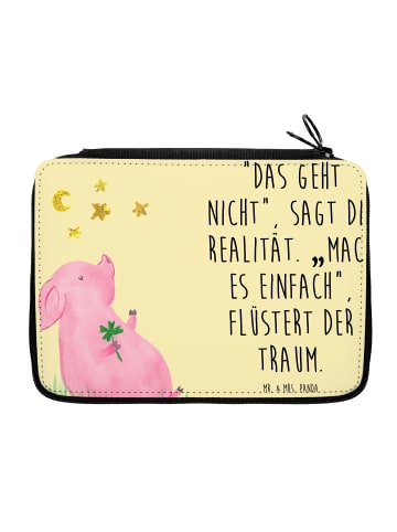 Mr. & Mrs. Panda Federtasche Schwein Glück Motiv mit Spruch in Gelb Pastell