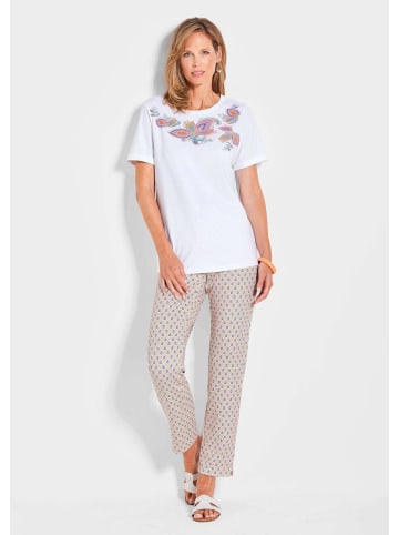 GOLDNER Kurzgröße:  Florales Shirt mit U-Boot-Ausschnitt in bunt / gemustert