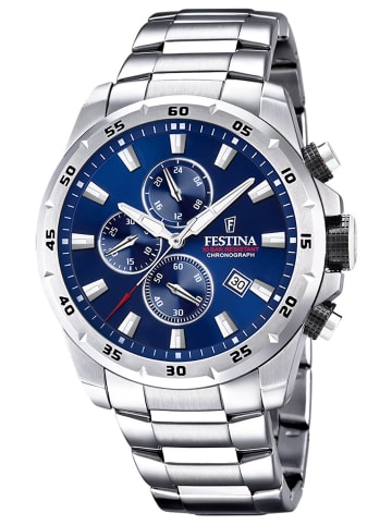 Festina Herrenuhr Chronograph Stahl/Blau