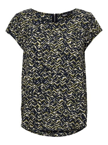 ONLY Print Kurzarm Bluse ONLVIC in Dunkelblau-Braun