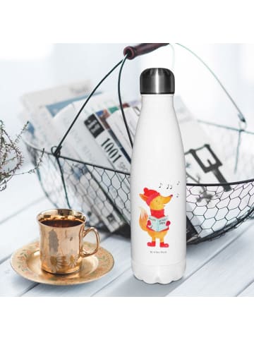 Mr. & Mrs. Panda Trinkflasche Edelstahl Fuchs Sänger ohne Spruch in Weiß