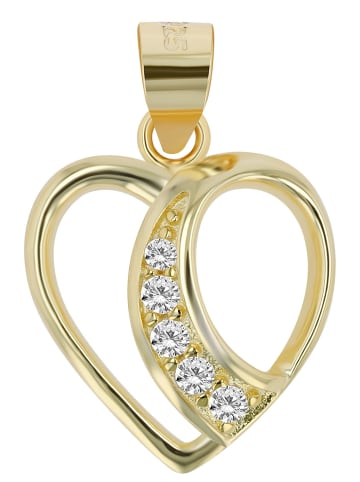 Adeliás Damen Anhänger – Herz Herzanhänger aus 925 Silber mit Zirkonia in gold