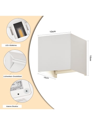 ZMH 2er-Set Wandleuchte ZMH LED 5W in weiß modern 3000K warmweiß IP65 Wandlampe