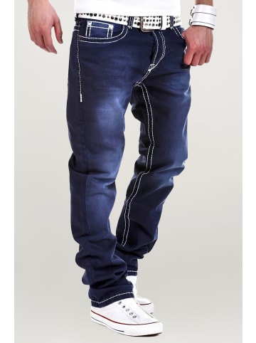 behype Jeanshose Stitch in dunkelblau