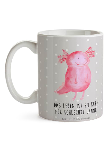 Mr. & Mrs. Panda Teetasse Axolotl Glücklich mit Spruch in Grau Pastell