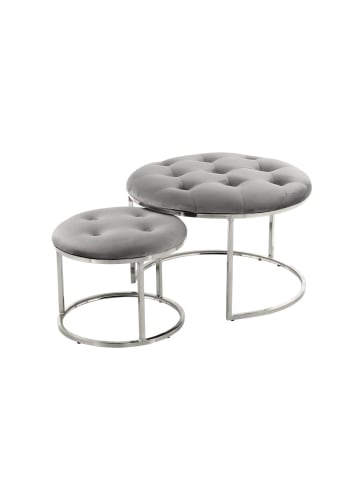 Kayoom Retro Hocker Becky 2erSet in grau - silber