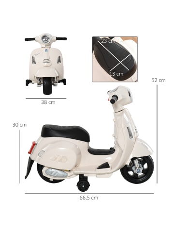 HOMCOM Kindermotorrad in Weiß 66,5L x 38B x 52H cm
