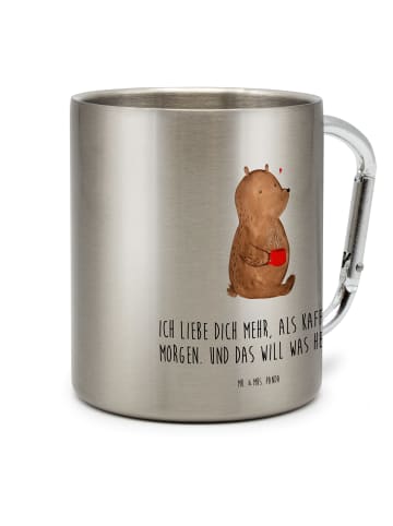 Mr. & Mrs. Panda Thermobecher Bär Morgenkaffee mit Spruch in Silber