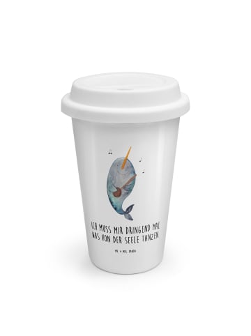 Mr. & Mrs. Panda To Go Becher Narwal Gitarre mit Spruch in Weiß