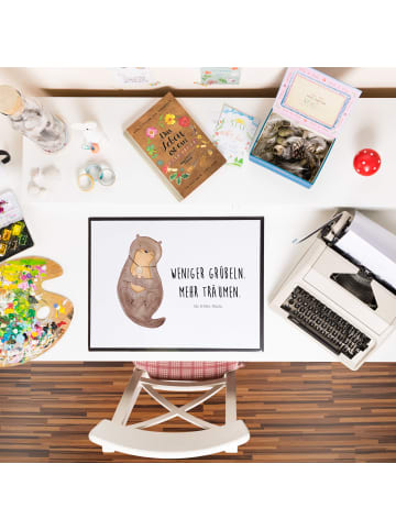 Mr. & Mrs. Panda Schreibunterlage Otter Muschel mit Spruch in Weiß