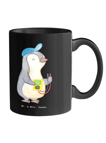Mr. & Mrs. Panda Tasse Elektriker Herz ohne Spruch in Schwarz