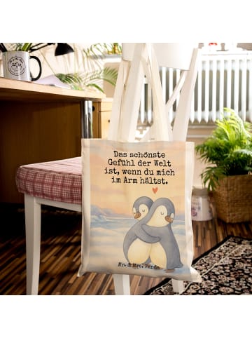 Mr. & Mrs. Panda Tote Bag Pinguine Kuscheln Design mit Spruch in Weiß