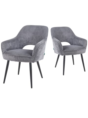 DUBI Möbel 2er-Set: Esszimmerstuhl Mika-Runa in Grau - (B)60 x (H)87 x  (T)65 cm