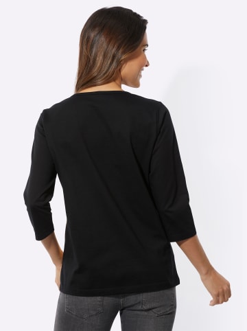 Sieh an! Rundhals-Shirt in schwarz-camel-bedruckt