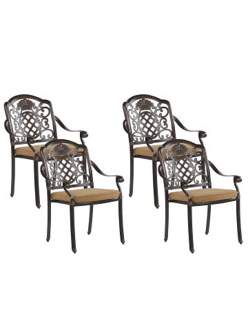 Beliani 8er-Set Gartenstuhl SALENTO in Braun/Beige