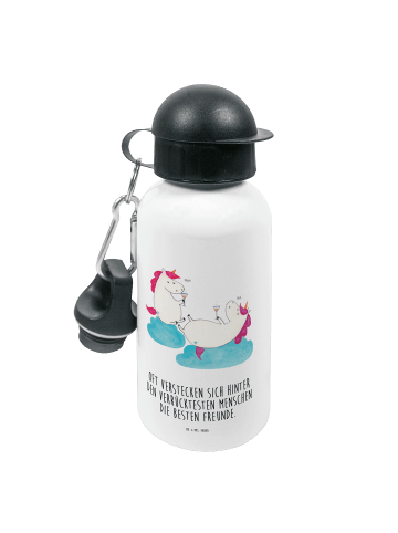Mr. & Mrs. Panda Aluflasche Einhorn Sekt mit Spruch in Weiß