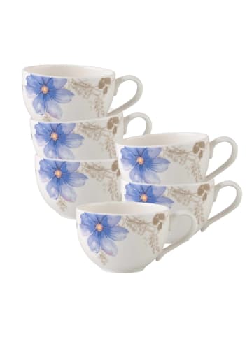 Villeroy & Boch 6er Set Kaffeetassen Mariefleur Gris Basic in 150 ml in bunt