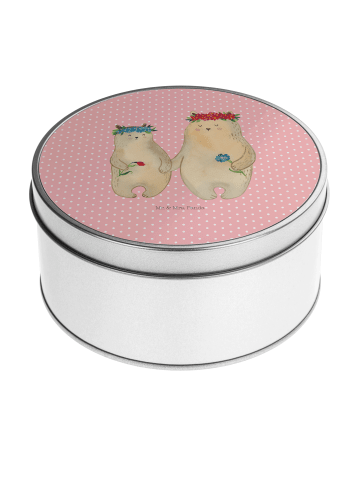 Mr. & Mrs. Panda Aufbewahrungsbox Bären mit Blumenkranz ohne Spruch in Rot Pastell