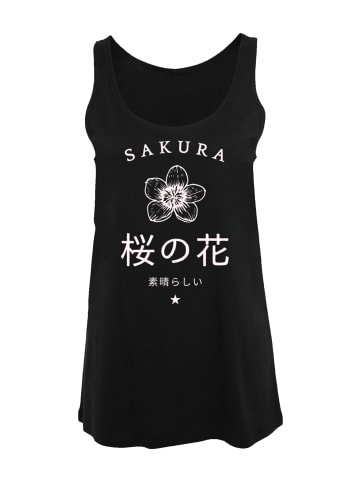 F4NT4STIC Ladies Tanktop Sakura Flower in schwarz