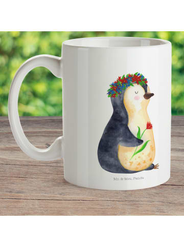 Mr. & Mrs. Panda Kindertasse Pinguin Blumen ohne Spruch in Weiß