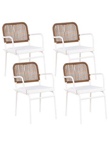 Beliani 8er-Set Esszimmerstuhl TACENO in Weiß/Braun