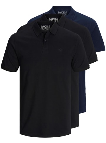 Jack & Jones 3er-Set Poloshirt in Black/Black/Navy