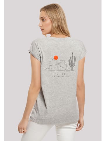 F4NT4STIC Extended Shoulder T-Shirt Escape Discover the World Savannah in grau meliert