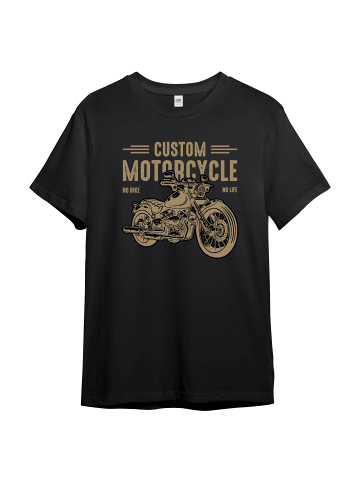 PAULGOS Herren T-Shirt, No Bike No Life in Schwarz