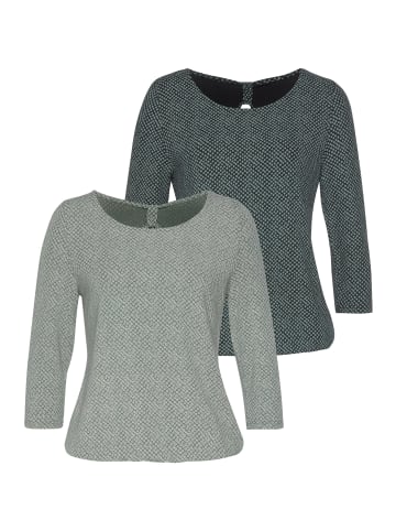 LASCANA 3/4-Arm-Shirt in schwarz, grün