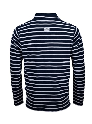 Wind Sportswear Langarm Polo gestreift in navy-weiß