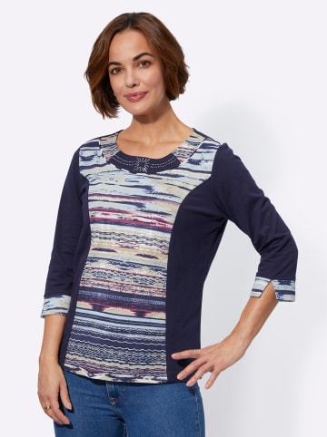 WITT WEIDEN Kurzarmshirt in marine-rosé-bedruckt