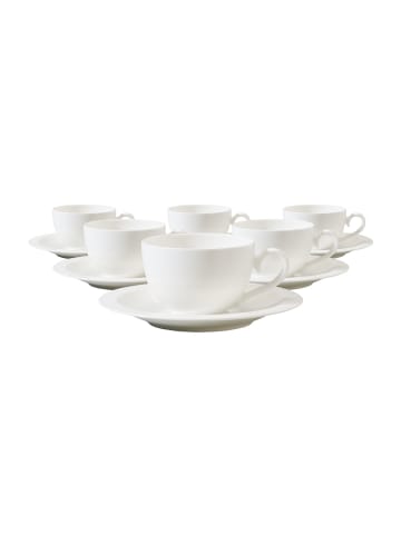 Villeroy & Boch 6er Set Cappuccinotassen mit Untertassen White Pearl 310 ml weiß in weiß
