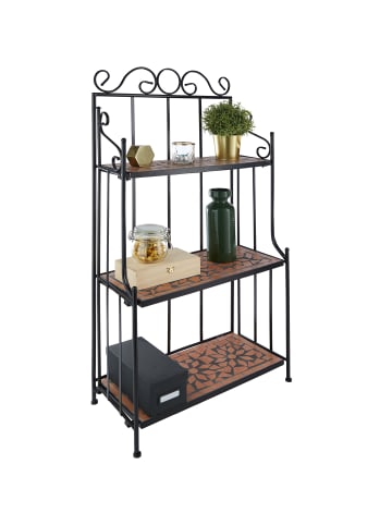 tectake Blumentreppe, 61 x 29 x 114 cm, klappbar und mit 3 Mosaikböden