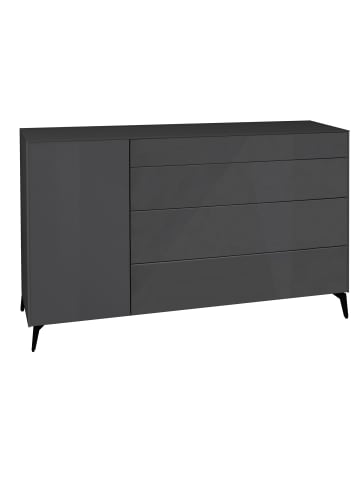 58 aufm Kessel KOMMODE Elfi 169x42x104 Hochglanz Anthrazit/Glas Anthrazit