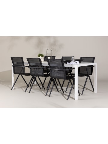 ebuy24 1 x Tisch 6 x Stühle Weiß 90 x 205 cm