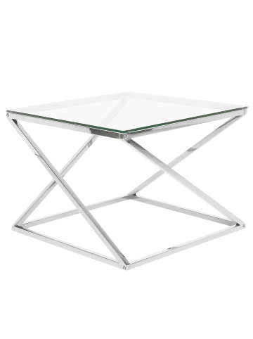Beliani Couchtisch BEVERLY in Silber/Transparent - (W) 60 x (H) 45 x (L) 60 cm