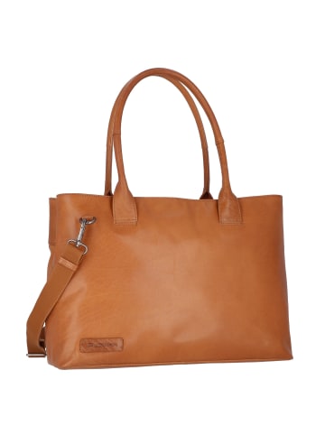 Plevier Rock Amber Schultertasche Leder 43 cm Laptopfach in cognac