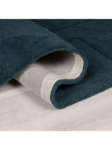 KADIMA DESIGN Wollteppich 3D-Geometrie Hoch-Tief-Struktur Shard Teppich Wolle in Türkis