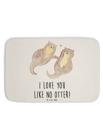 Mr. & Mrs. Panda Badezimmerteppich Otter Hände halten mit Spruch in Weiß