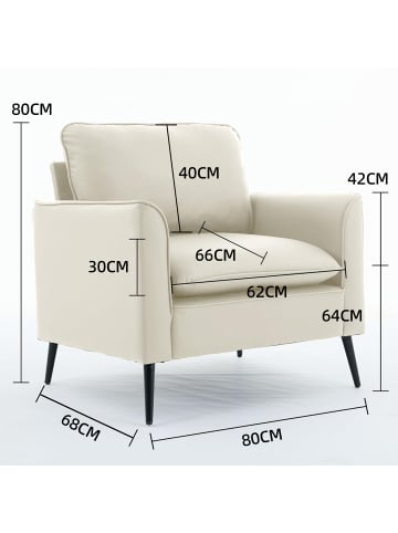 ABRIHOME Freizeitsessel in Weiß Kunstleder nordisch retro Einzelsitzer für Wohnzimmer