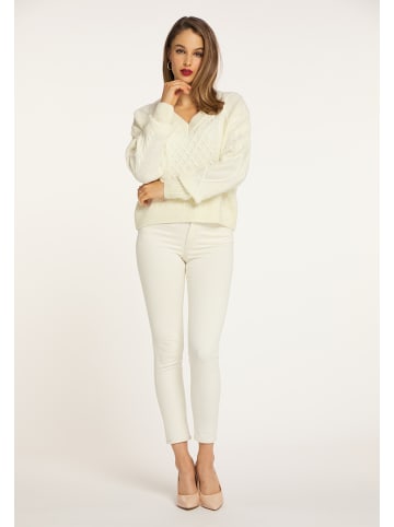 faina Damen Strickpullover in Wollweiss