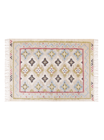 Beliani Geflochtener Teppich TERKOS in Bunt/Beige/Grün - (W) 140 x (H) 0.6 x (L) 200 cm